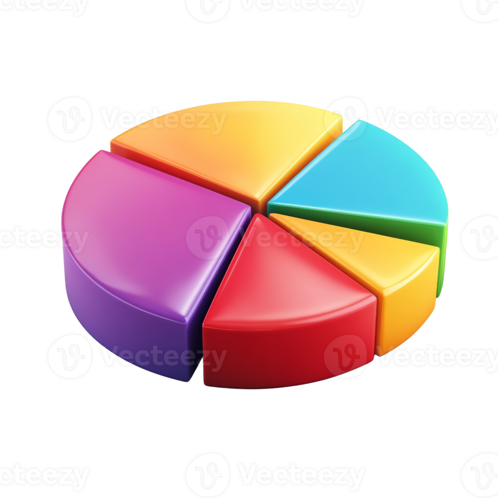 Colorful Three Dimensional Pie Chart Data Representation png