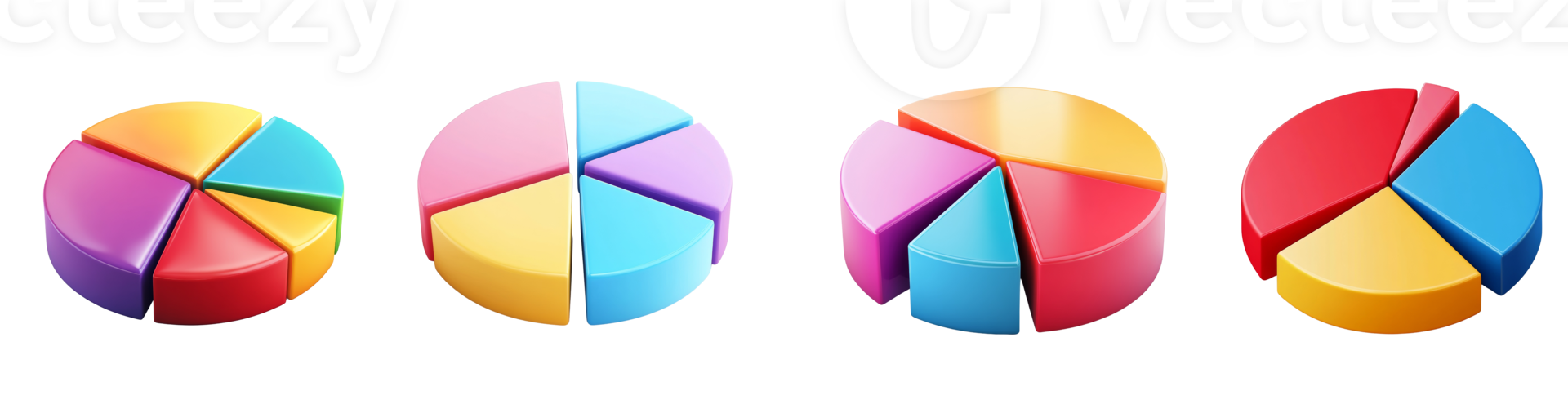 Colorful 3D Pie Charts Data Visualization Representation png