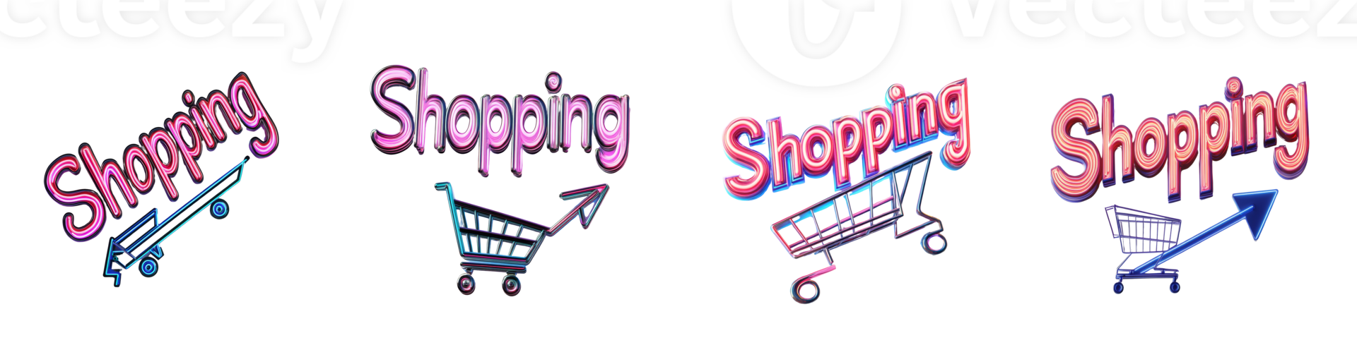 Neon Shopping Carts Indicate Increased Sales Growth png