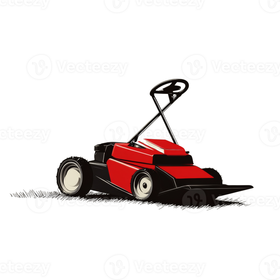 A Red And Black Riding Lawnmower On Grass png