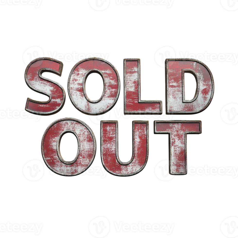 Rustic Wooden Sold Out Sign Letters Display png