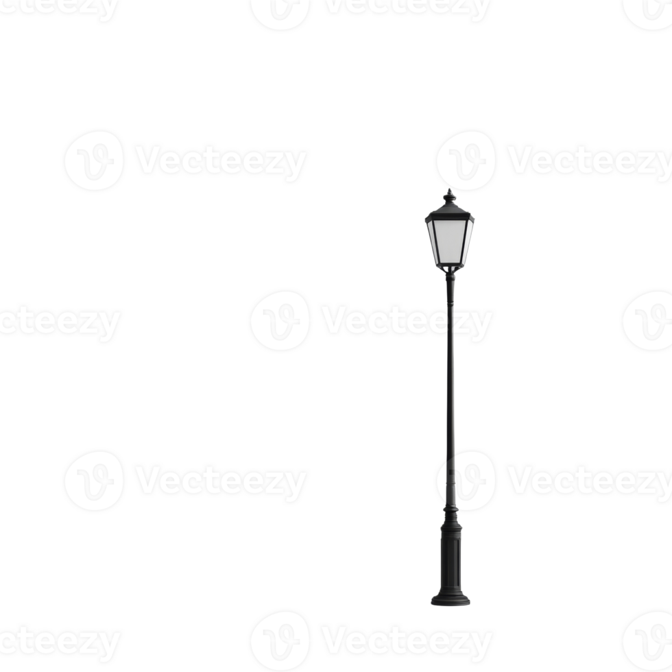 A Tall Black Street Lamp Stands Alone Against Darkness png