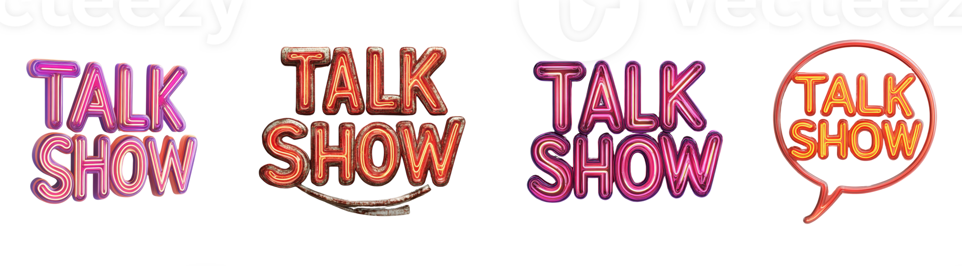 Neon Talk Show Sign Variations Displayed png