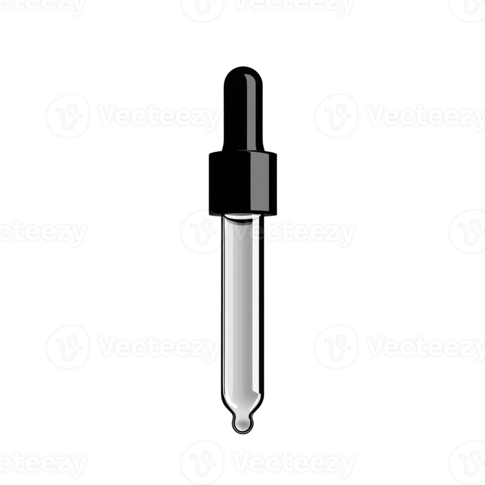 Glass Dropper With Black Cap Against Black Background png