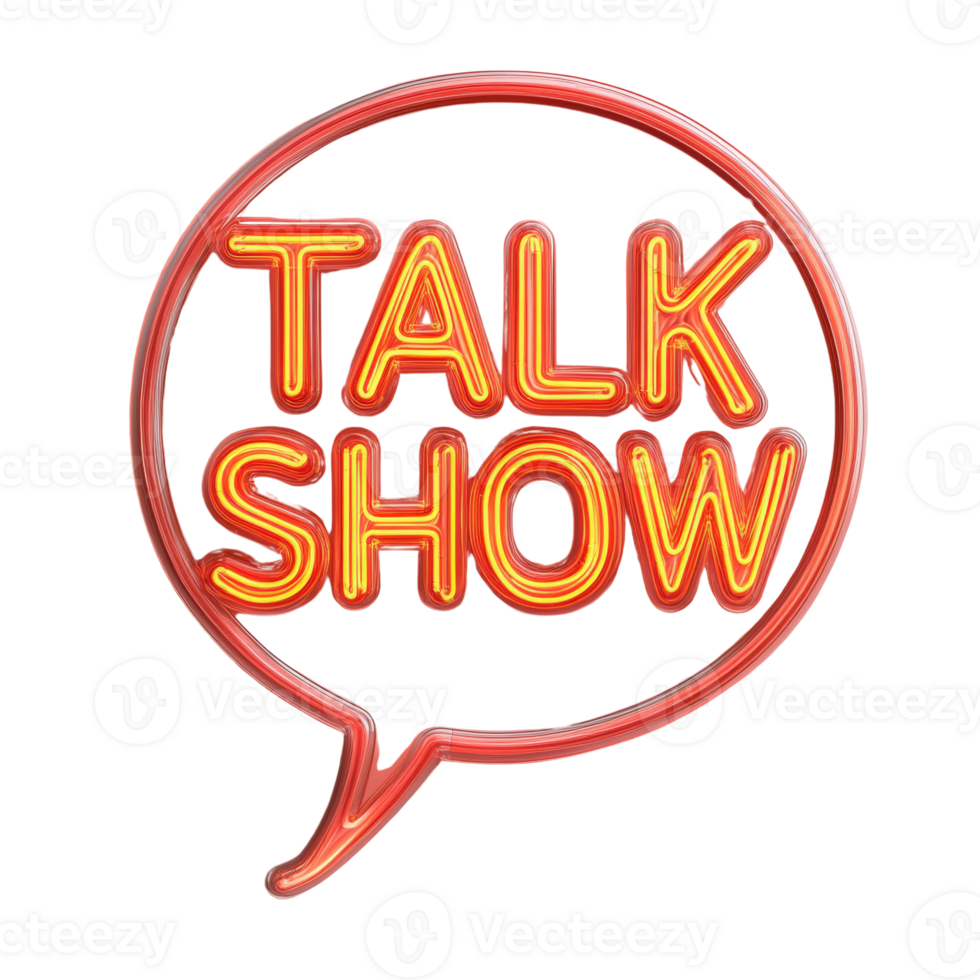 Neon Talk Show Sign in Speech Bubble Design png