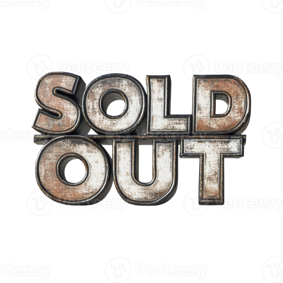 Rustic Metal Sold Out Sign Displayed png