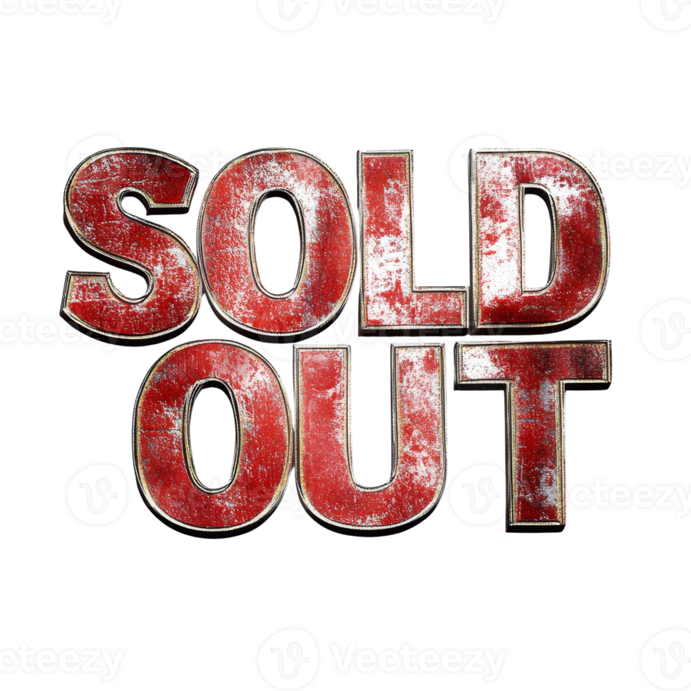 Rustic Red Sold Out Sign Displays Exhaustion png