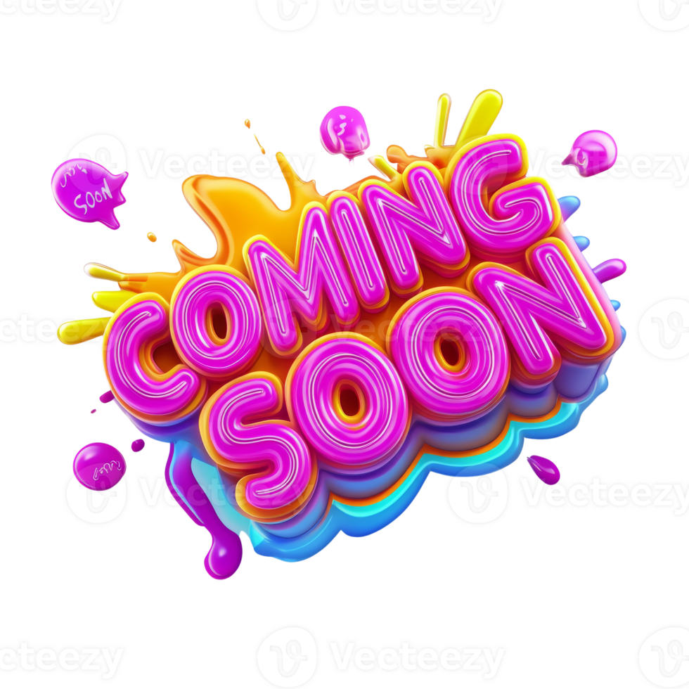 Colorful Coming Soon Announcement With Liquid Splashes png