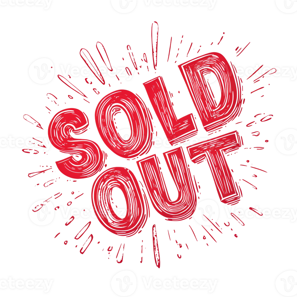 Red Sold Out Sign with Burst Design png