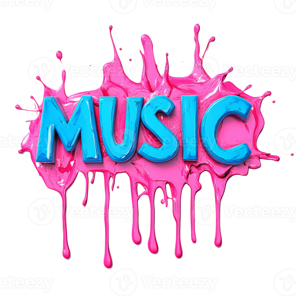 Pink Paint Splash With Blue Music Text png