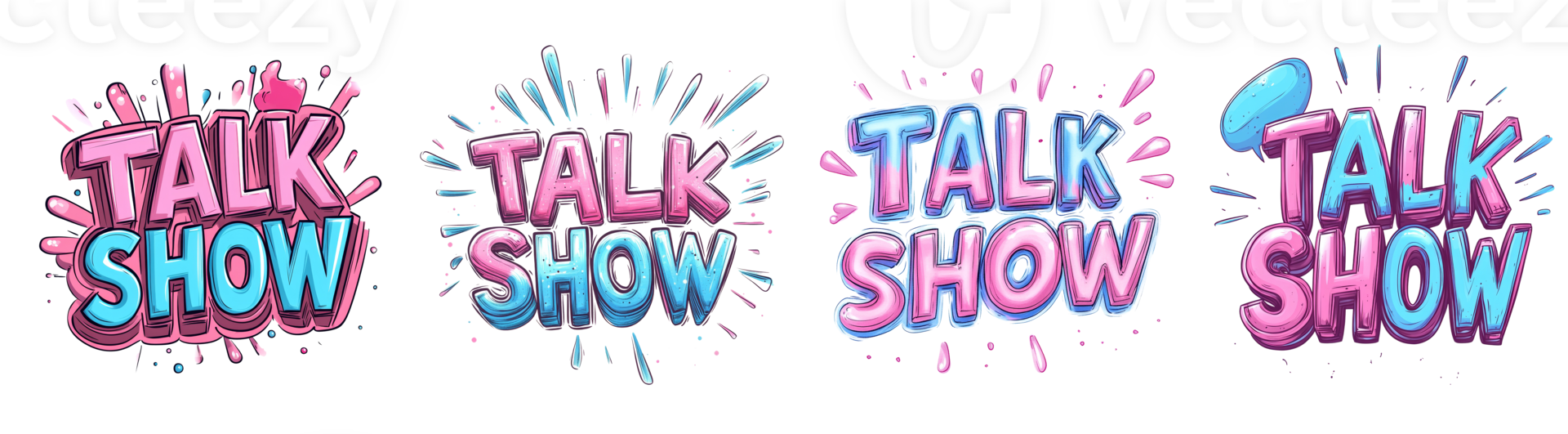 Four Colorful Talk Show Logo Designs png