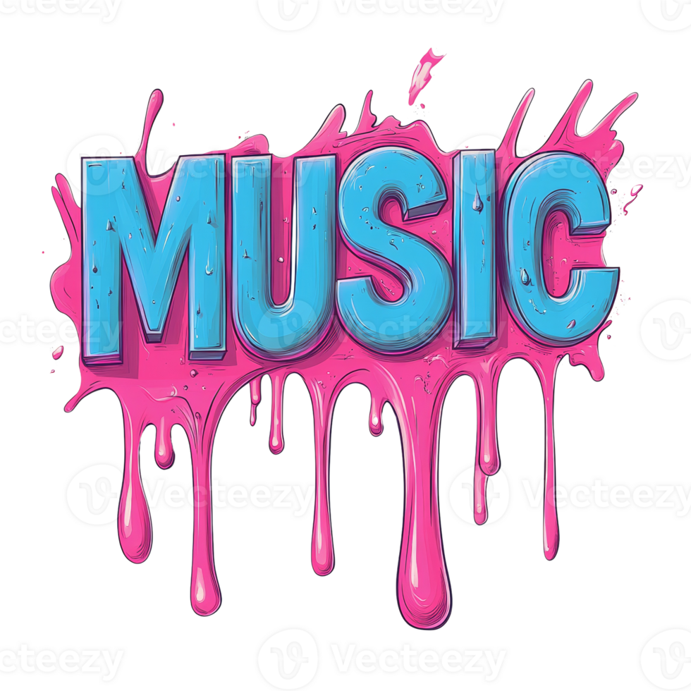 Melted Pink Music Text Design Abstract Art png