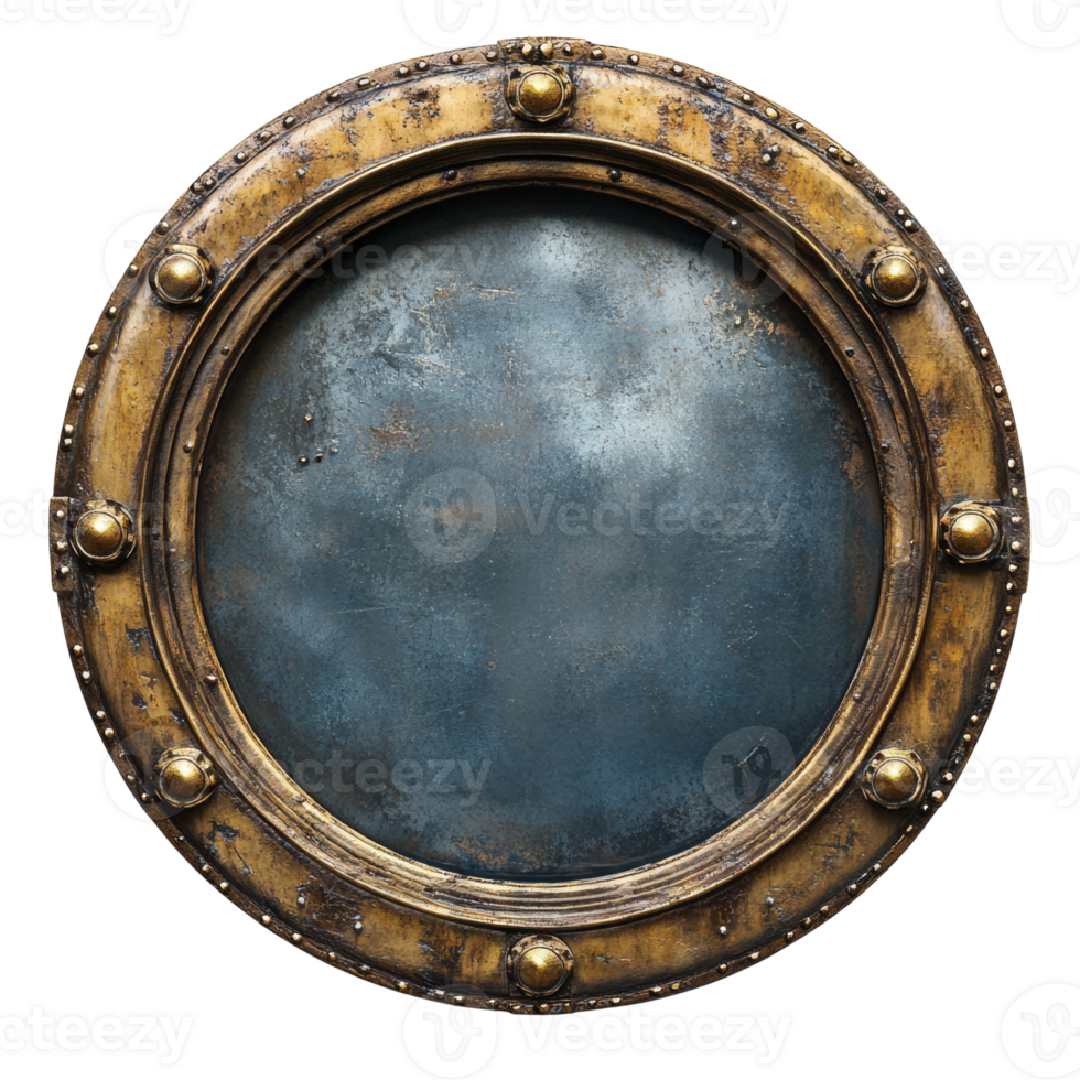 Ornate Round Metal Frame With Aged Texture png