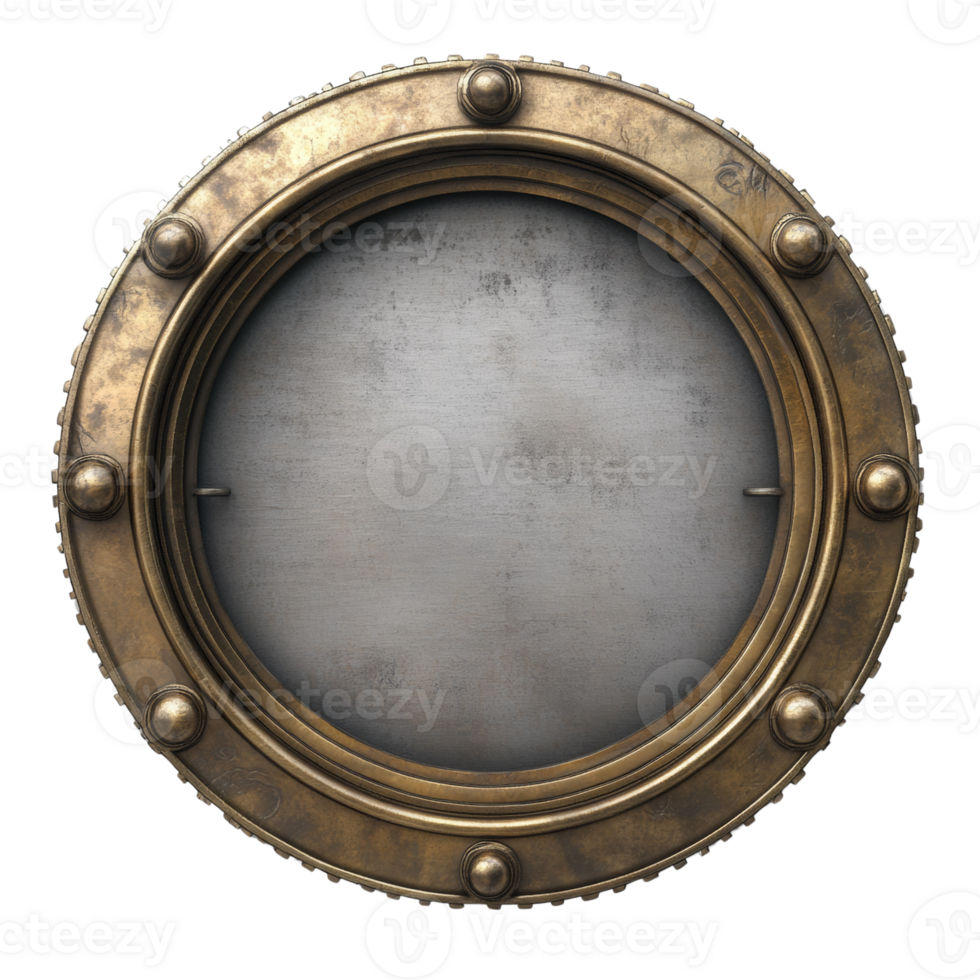 Ornate Bronze Circular Frame With Grey Center png