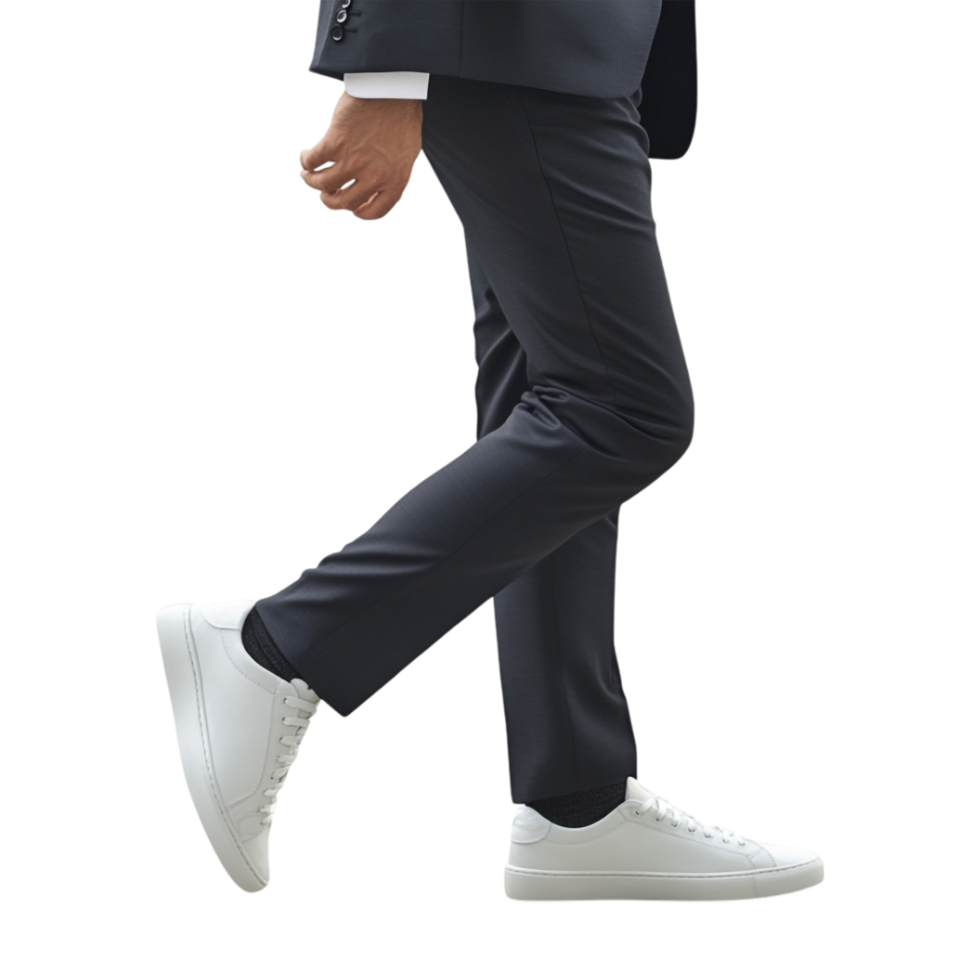 Man Wearing Peacoat and Walking on Street on Transparent Background png