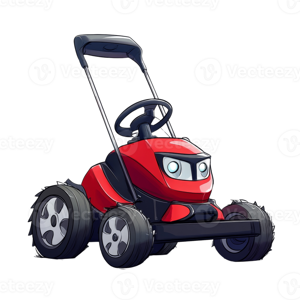 A Red Childrens Ride On Lawn Mower Toy Vehicle png