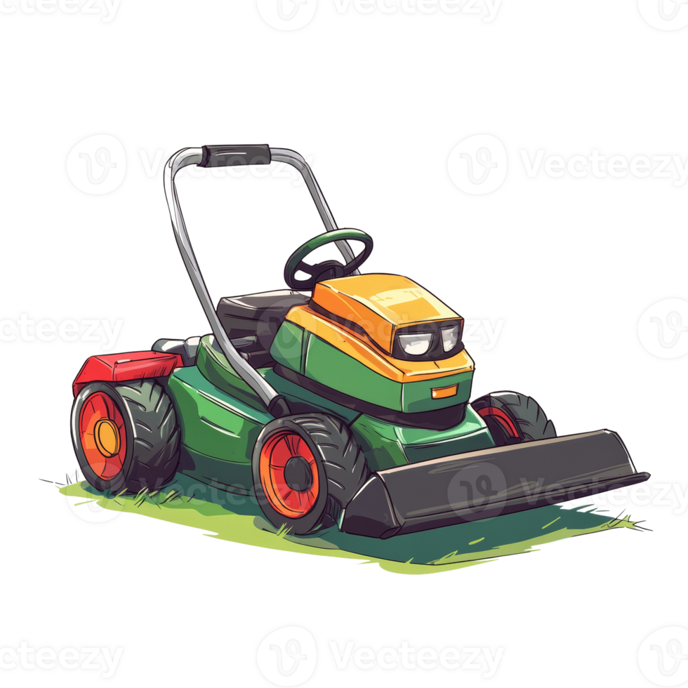 A Cartoon Illustration Of A Modern Lawn Mower png