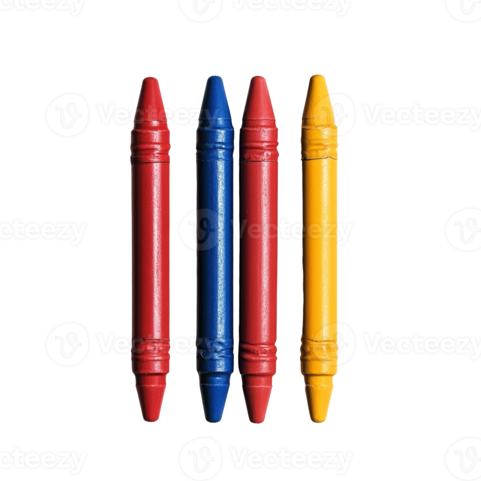 Four Crayons Red Blue Yellow Red Arranged Vertically png