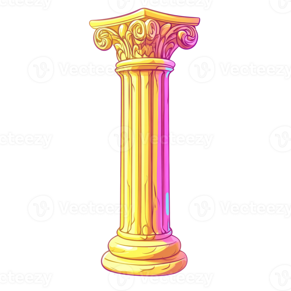 A Golden Classical Style Column Stands Tall png