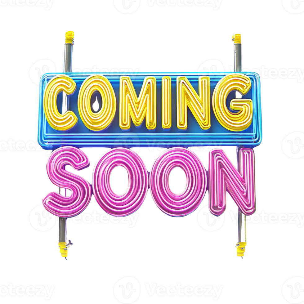 Neon Sign Announcing Coming Soon Announcement png