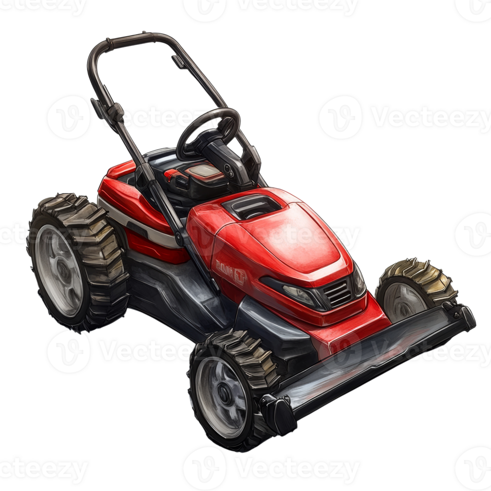 Powerful Red Robotic Lawn Mower Design png