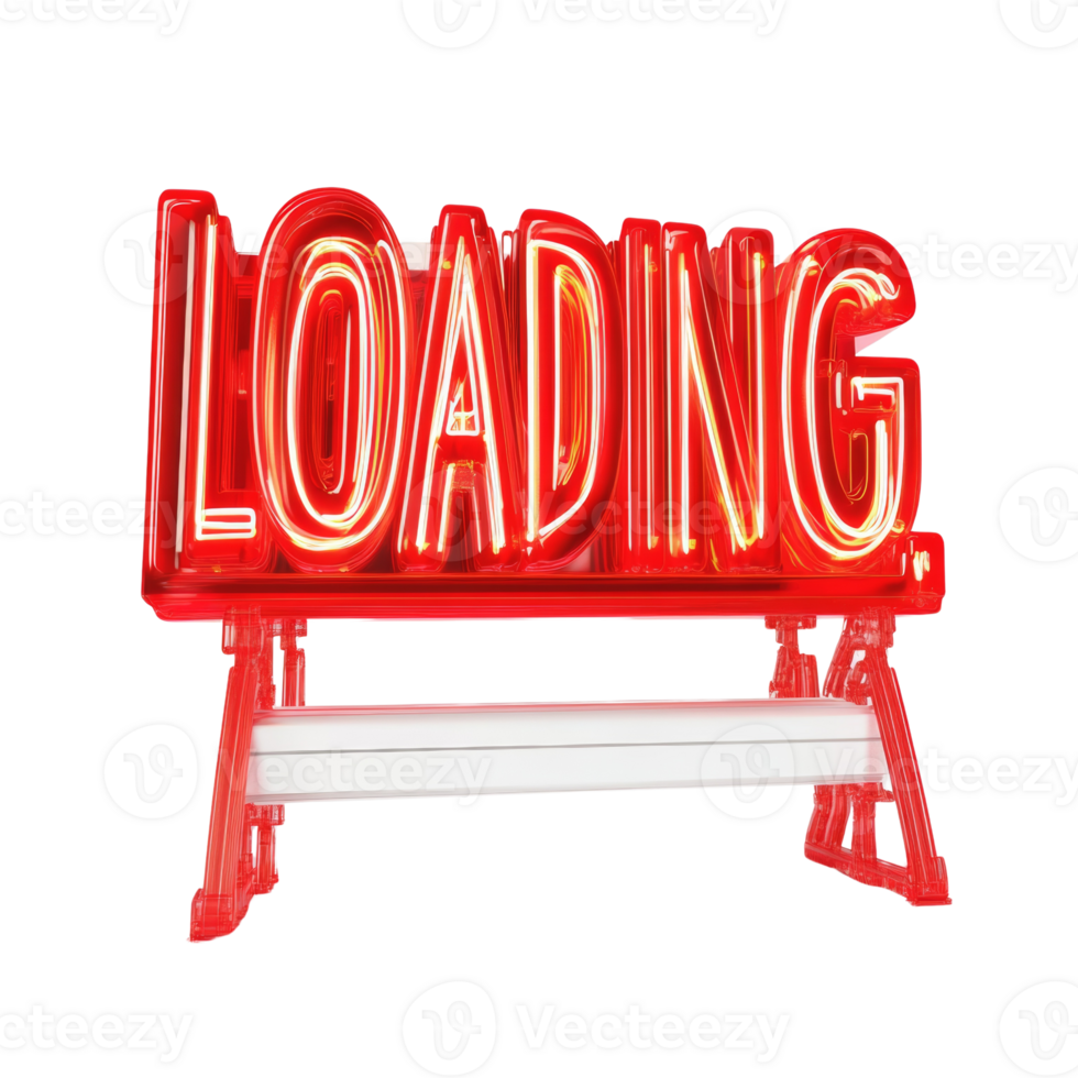 Red Neon Loading Sign on a Stand png