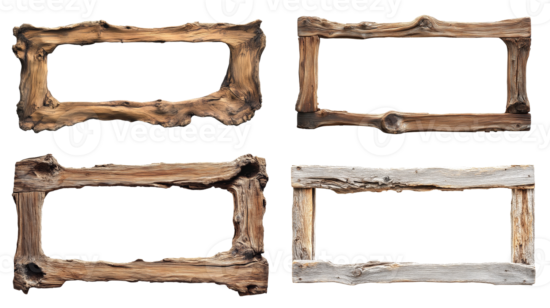 Rustic Wooden Frames Collection Displaying Empty Spaces png