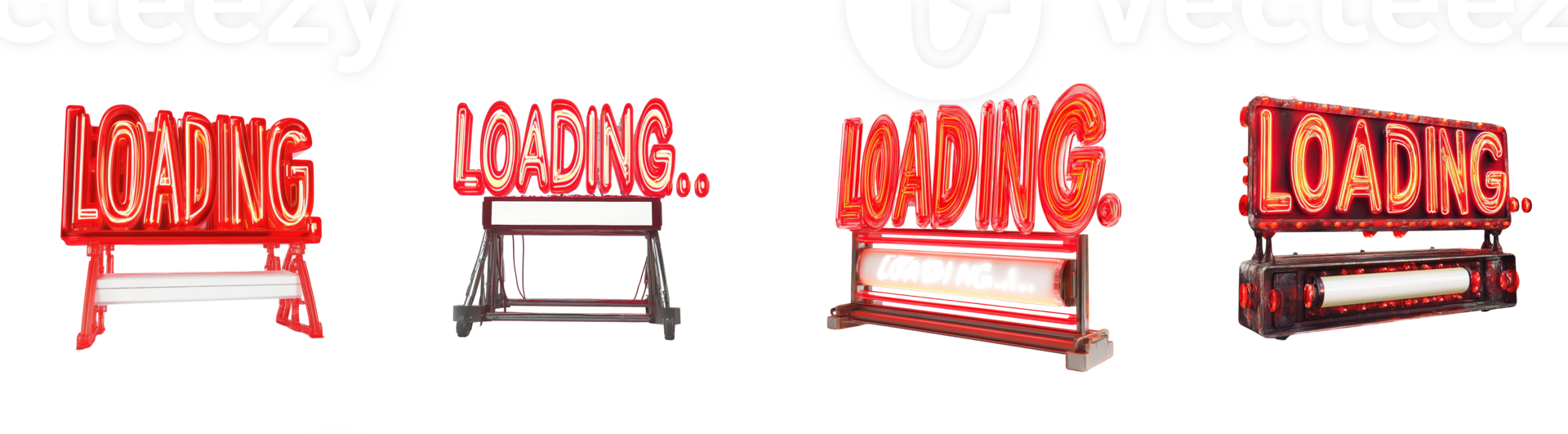 Four Neon Loading Signs Display Different Styles png