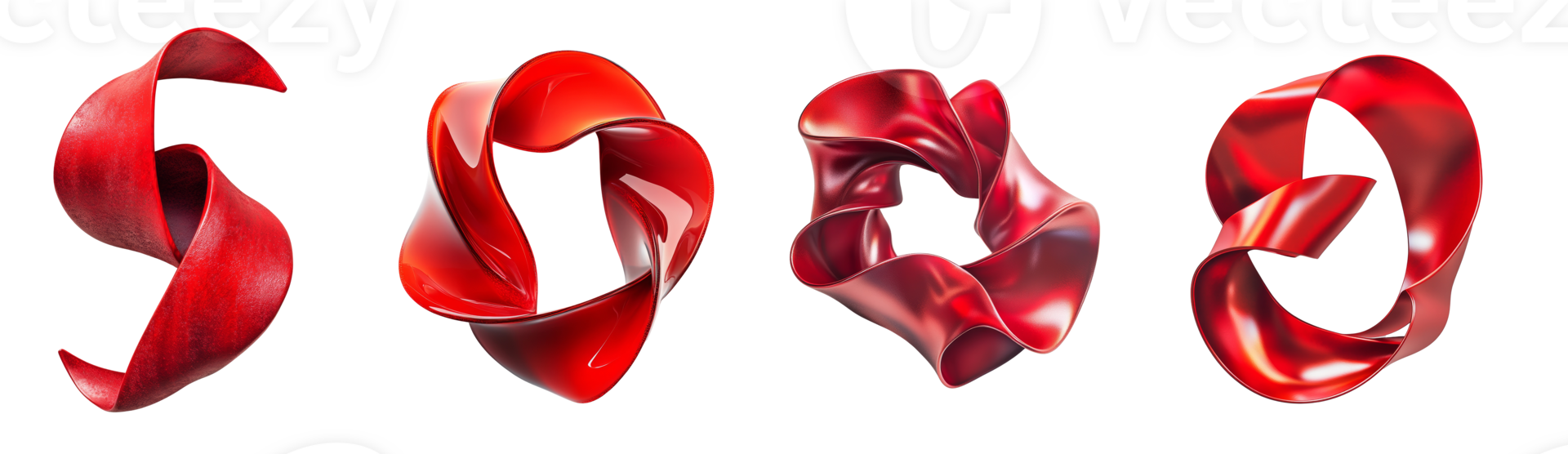 Abstract Red Forms Twisted Ribbons Modern Art png
