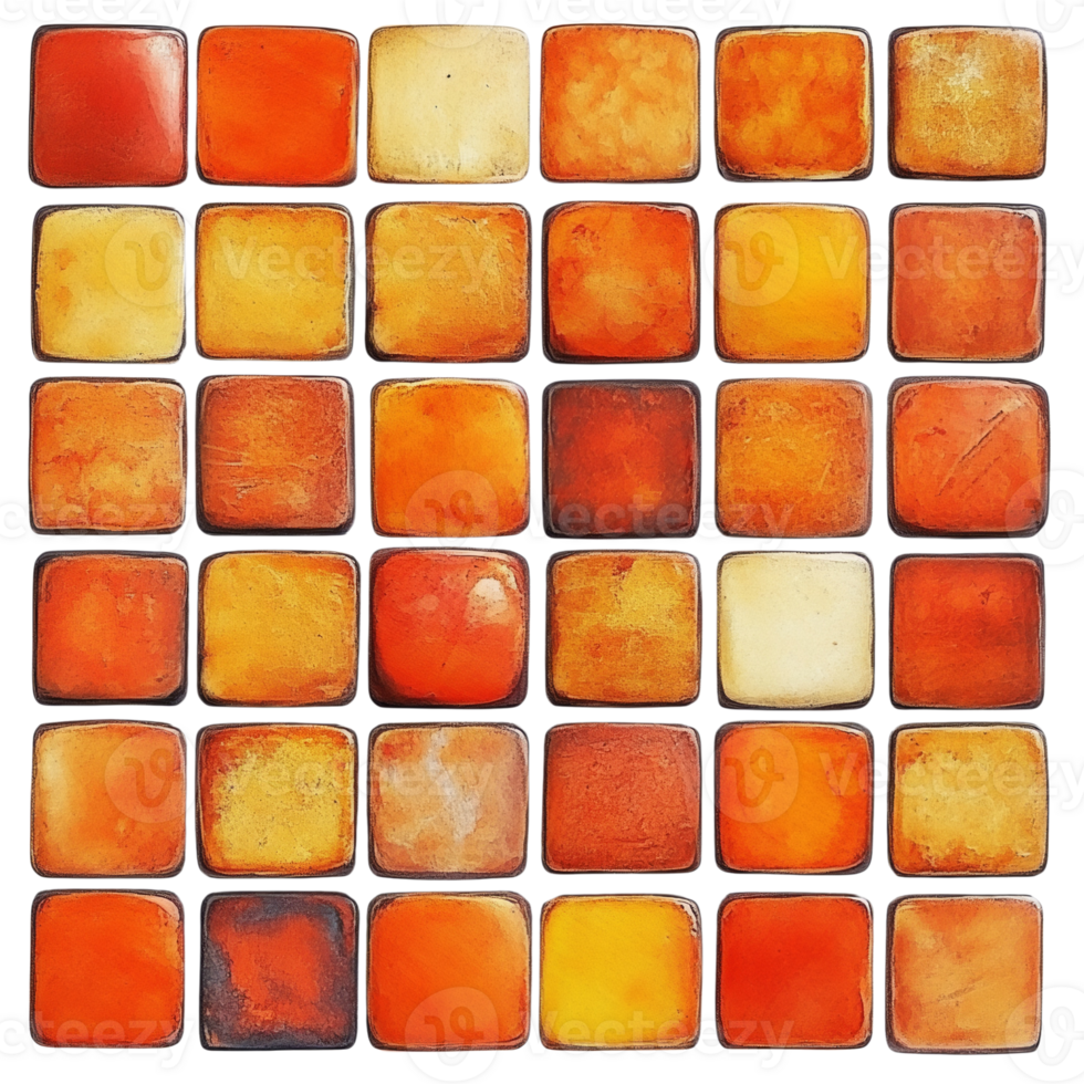 A grid of square tiles displays warm orange and yellow hues png