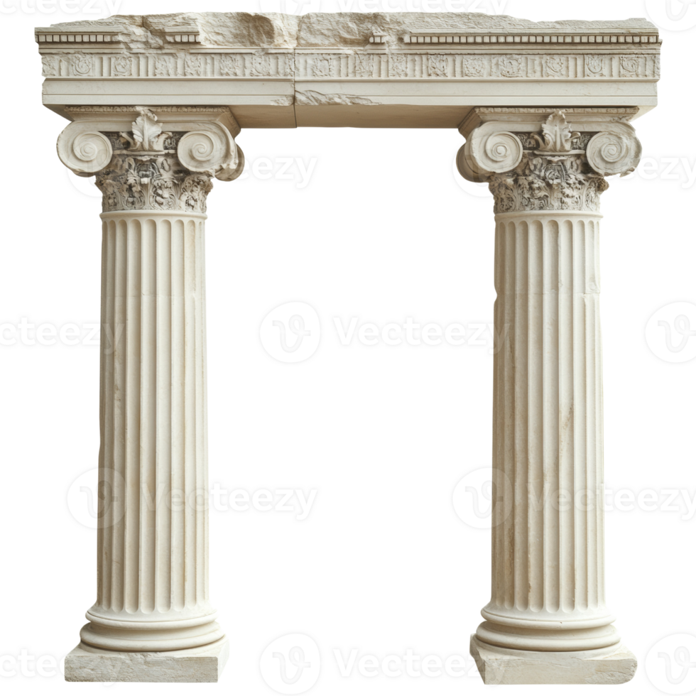 Ancient Greek Ionic Columns Architectural Fragment png
