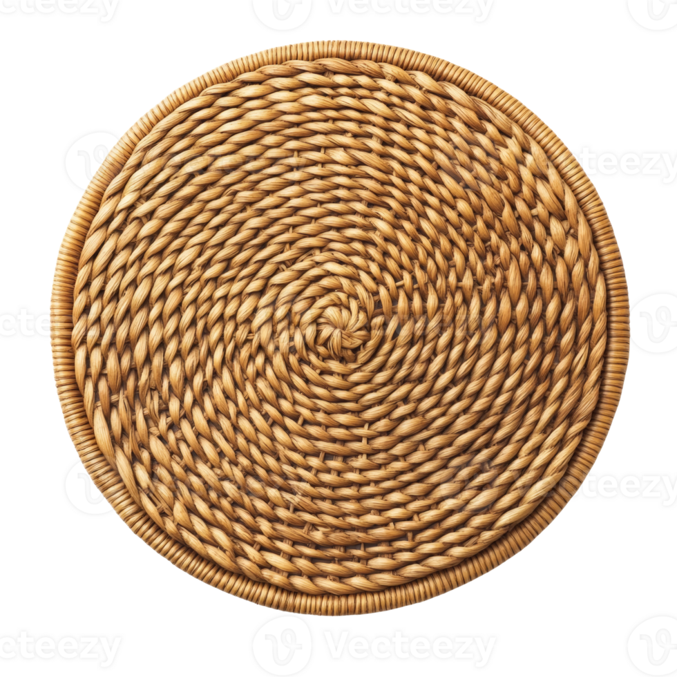 Round Woven Rattan Coaster Spiral Design png