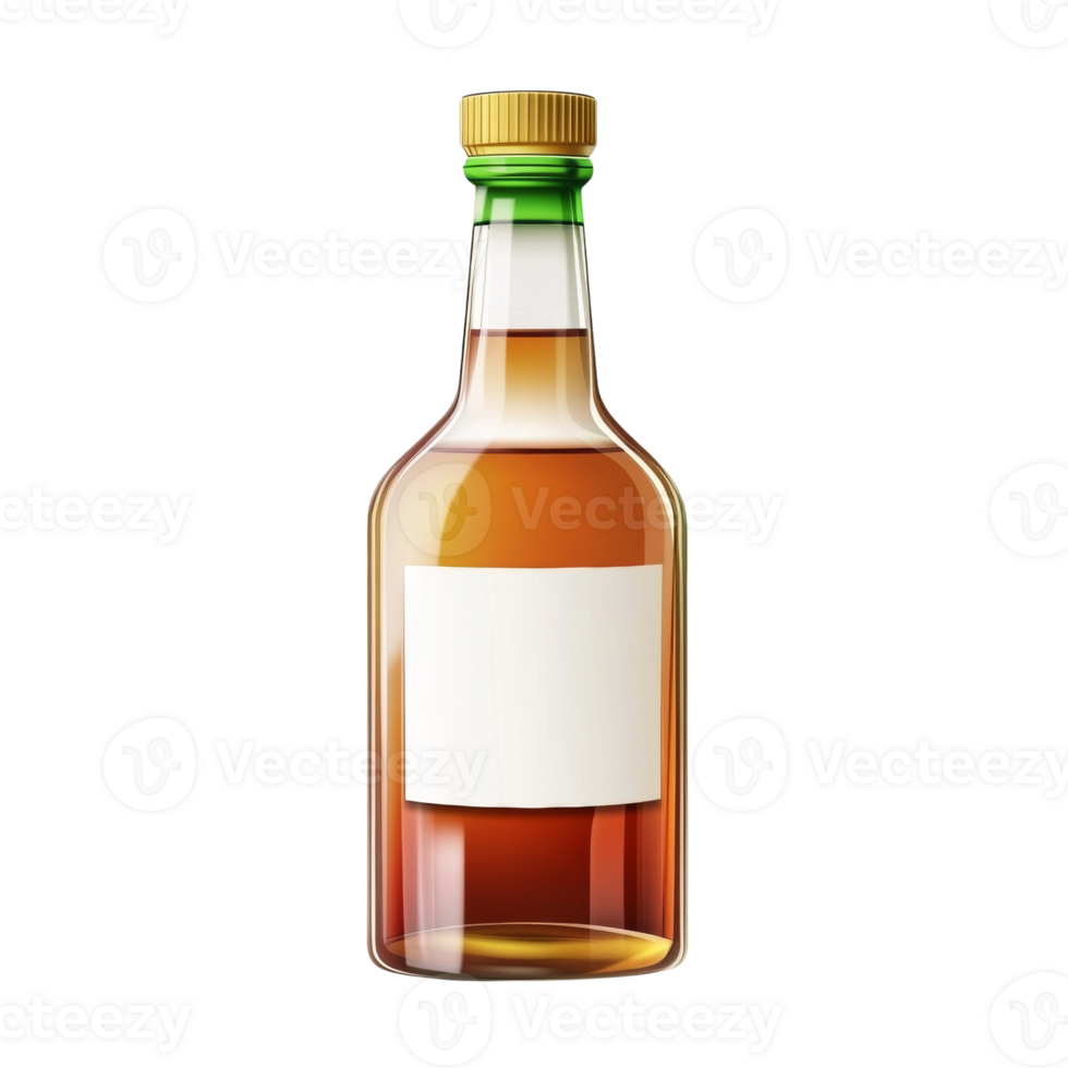 Amber Liquid Bottle With Blank Label png