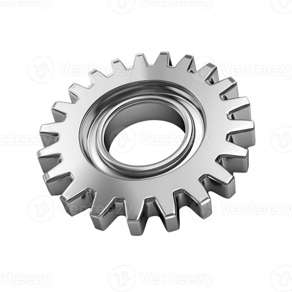 A chrome gear isolated on a black background png