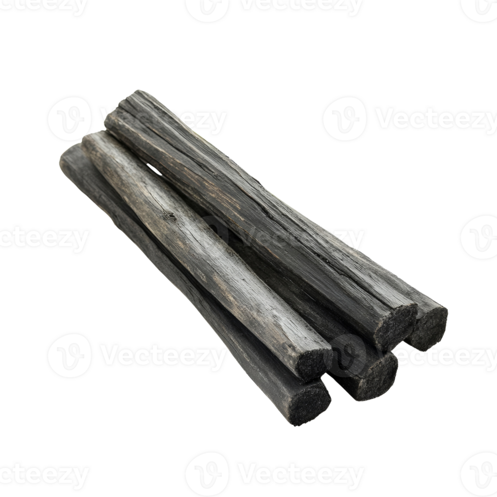 Dark Charcoal Sticks Stacked Together On Black Background png