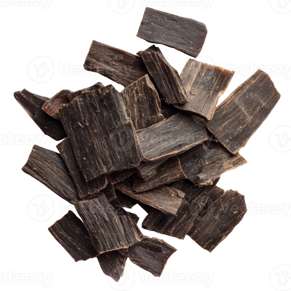 A Collection Of Dark Brown Agarwood Chips png