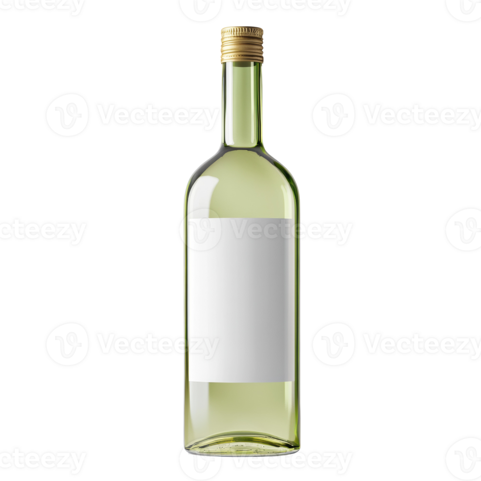 Green Glass Wine Bottle With Blank Label png