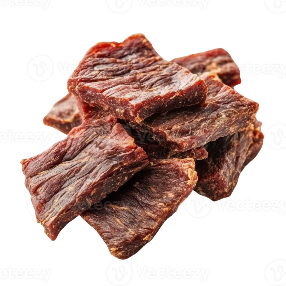 A Delicious Pile Of Dried Beef Jerky Snacks png
