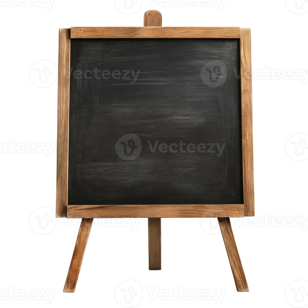 Blank Wooden Framed Chalkboard on Easel png