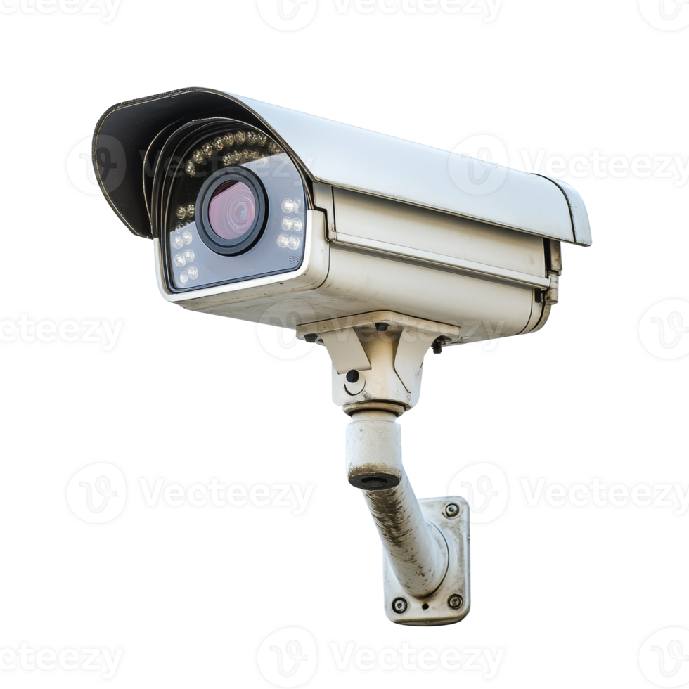A weathered outdoor security camera with infrared lights png