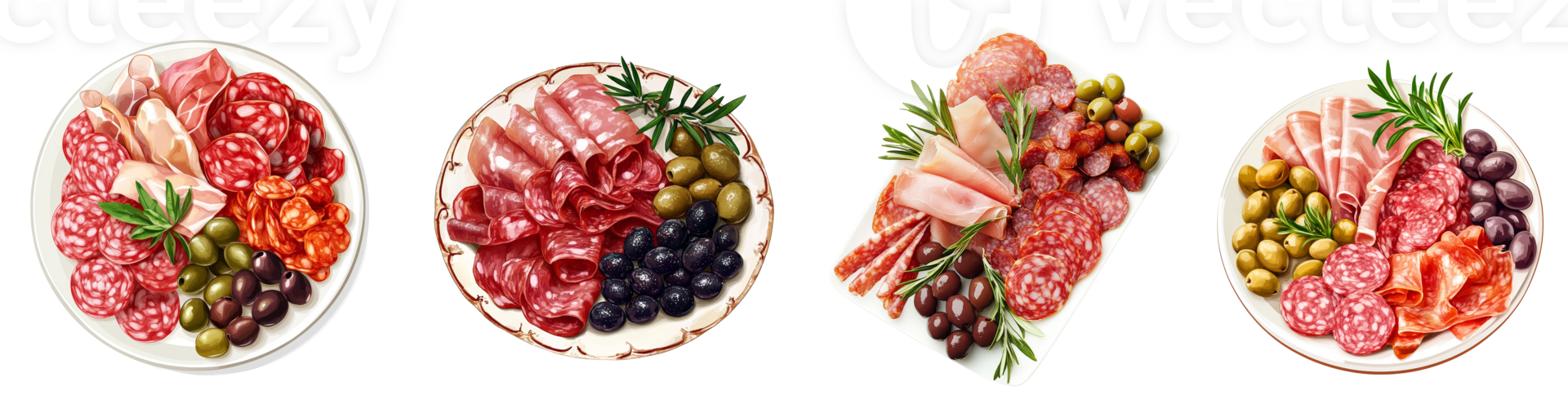 Assorted Meats Olives and Herbs Platter Selection png