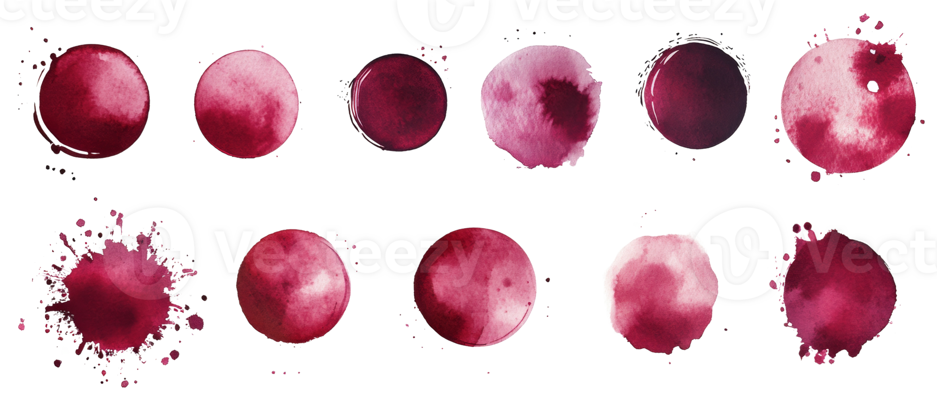 Watercolor Red Wine Stains Collection Abstract Art png