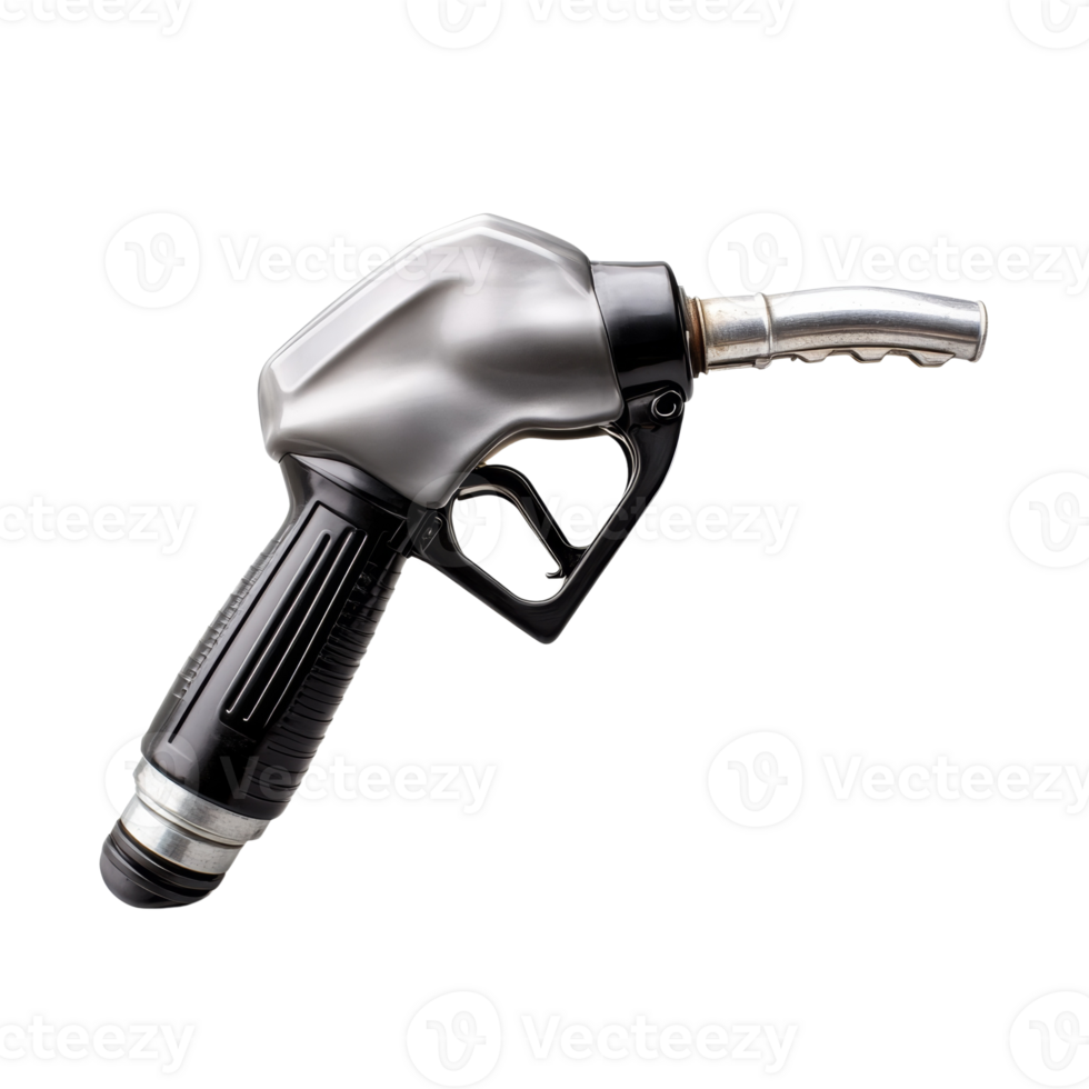 A Silver and Black Fuel Nozzle Isolated on Black png