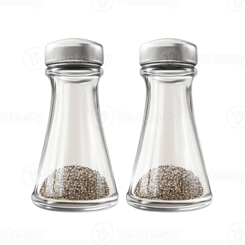 Two Glass Salt And Pepper Shakers Filled With Spice png