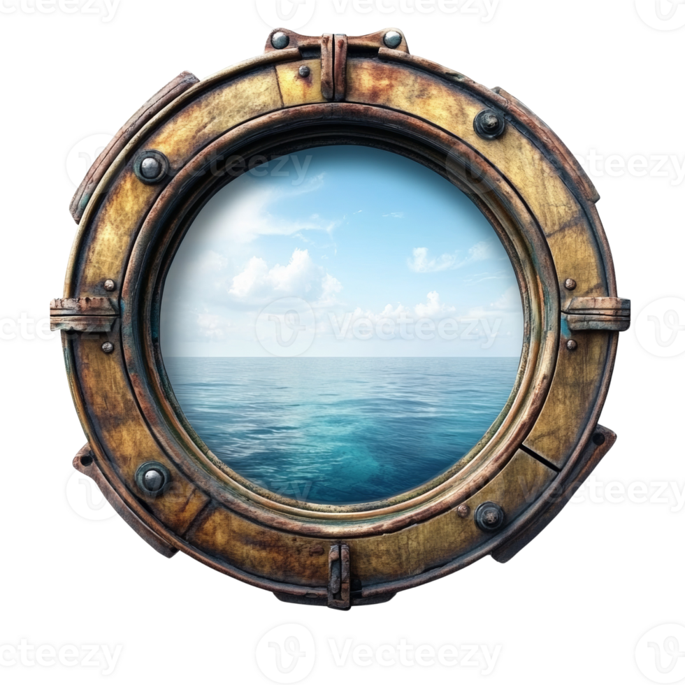 Antique Ship Porthole Frames Ocean View png