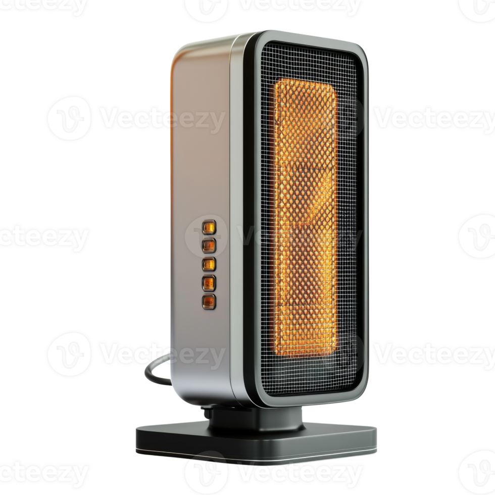 Modern Electric Heater with Glowing Orange Element png