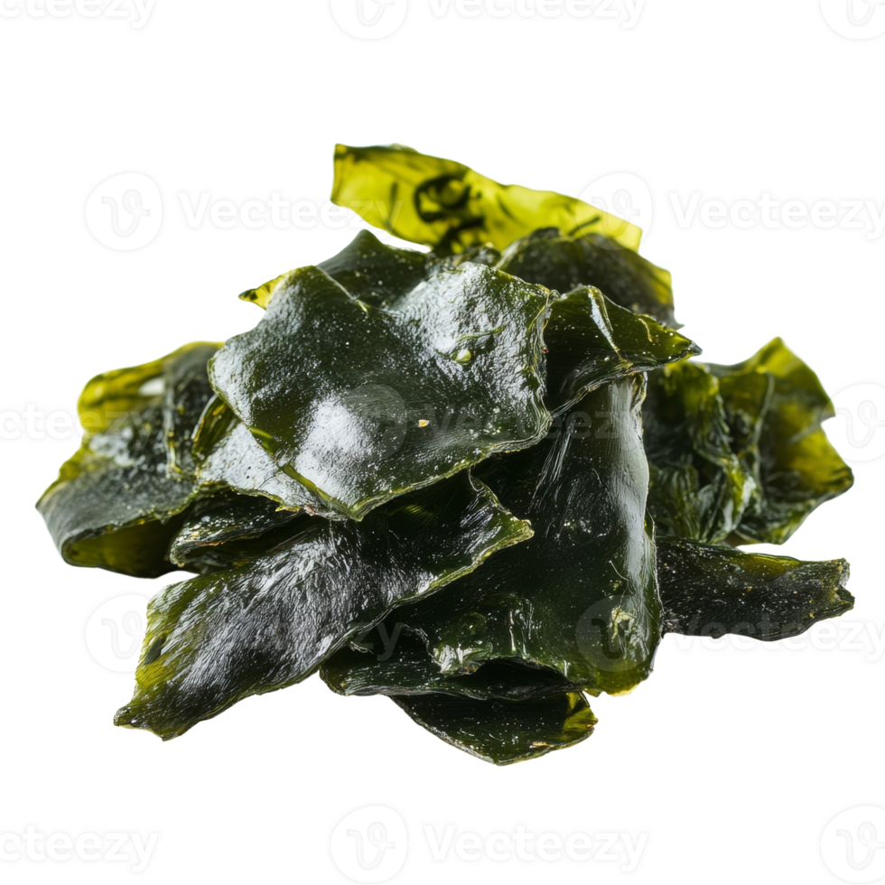 A Pile Of Dark Green Seaweed Sheets png