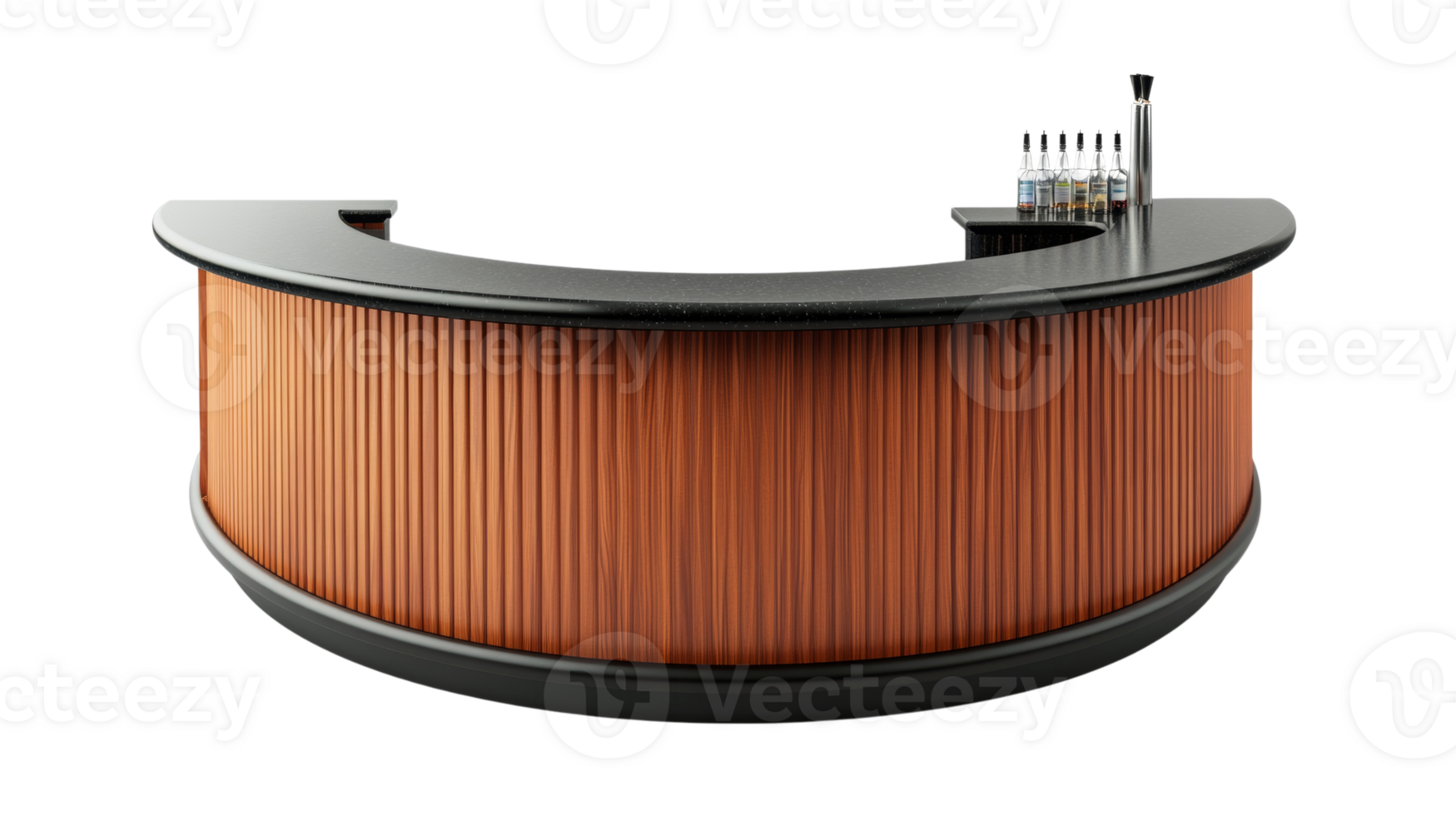 Modern Curved Wooden Bar Counter Design png