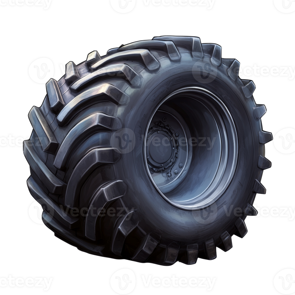 Large Tractor Tire Isolated on Black Background png