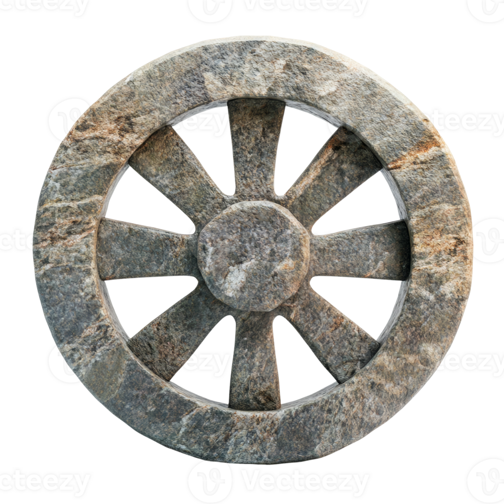 Stone Wheel Carving Eight Spoke Design png